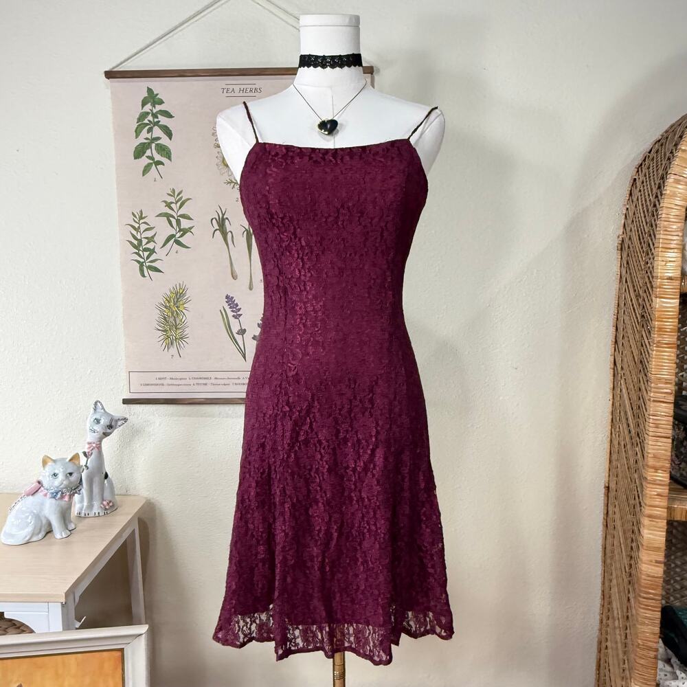 Vintage 80s 90s Lace Mini Dress Dark Fairy Whimsigoth Romantic Garden Party S